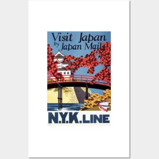 VISIT JAPAN by Japan Mail NYK Line Art Deco Japanese Vintage Travel Posters and Art